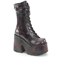 Carregar imagem no visualizador da galeria, Botas Demonia CAMEL-250 - Pele vegan preto-bordô com efeito desgastado

