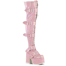 Carregar imagem no visualizador da galeria, Botas (Over the Knee) Demonia CAMEL-305 B. Rosa Stretch Hologram
