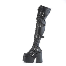 Carregar imagem no visualizador da galeria, Botas (Over the Knee) Demonia CAMEL-305 Negro Stretch Piel vegana
