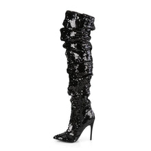Cargar imagen en el visor de la galería, Tacones Pleaser COURTLY-3011 Negro Sequins
