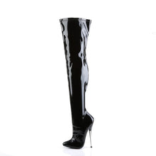 Cargar imagen en el visor de la galería, Botas Devious DAGGER-3000 Negro Stretch Charol
