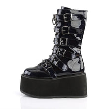 Load image into Gallery viewer, Botas Demonia DAMNED-225 Negro Hologram Piel vegana
