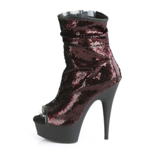 Load image into Gallery viewer, Tacones Pleaser DELIGHT-1008SQ Burdeos Sequins Negro
