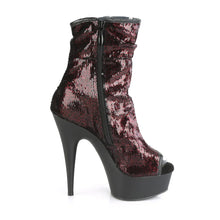 Load image into Gallery viewer, Tacones Pleaser DELIGHT-1008SQ Burdeos Sequins Negro
