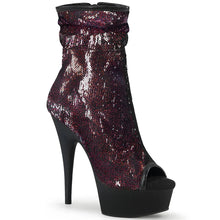 Load image into Gallery viewer, Tacones Pleaser DELIGHT-1008SQ Burdeos Sequins Negro
