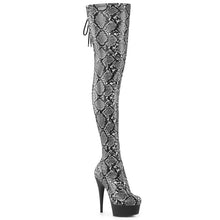 Load image into Gallery viewer, Tacones Pleaser DELIGHT-3008SP-BT Gris Negro Snake
