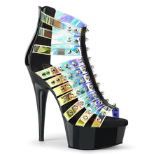 Cargar imagen en el visor de la galería, Tacones Pleaser DELIGHT-600-9 Holo Negro Charol
