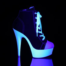 Carregar imagem no visualizador da galeria, Tacones Pleaser DELIGHT-600SK-02 Negro Canvas Neon
