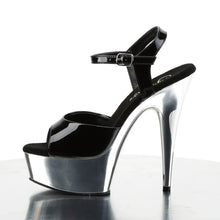 Load image into Gallery viewer, Tacones Pleaser DELIGHT-609 Negro Plata Cromo
