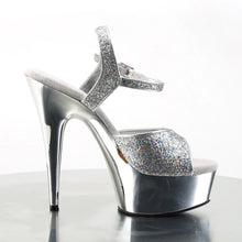 Load image into Gallery viewer, Tacones Pleaser DELIGHT-609G Plata Gltr Cromo
