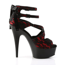 Load image into Gallery viewer, Tacones Pleaser DELIGHT-678LC Rojo Satin Lace
