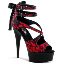 Load image into Gallery viewer, Tacones Pleaser DELIGHT-678LC Rojo Satin Lace
