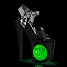 Cargar imagen en el visor de la galería, Tacones Pleaser ENCHANT-708LT-CIRCLE Transparente Negro Plata
