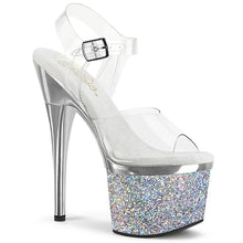 Cargar imagen en el visor de la galería, Tacones Pleaser ESTEEM-708CHLG Transparente Plata Cromo
