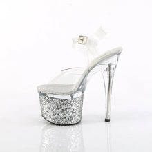 Cargar imagen en el visor de la galería, Tacones Pleaser ESTEEM-708LG Transparente Plata Purpurina
