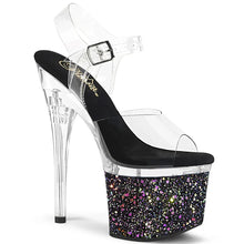Carregar imagem no visualizador da galeria, Tacones Pleaser ESTEEM-708LG Transparente Negro Purpurina
