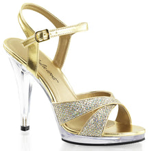 Cargar imagen en el visor de la galería, Tacones Fabulicious FLAIR-419(G) Dorado Purpurina Transparente
