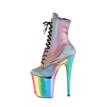 Load image into Gallery viewer, Tacones Pleaser FLAMINGO-1020RC Rainbow Reflective Cromo
