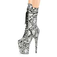 Load image into Gallery viewer, Pleaser FLAMINGO-1050SP Boots - Black-White Snake Print

