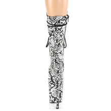Load image into Gallery viewer, Pleaser FLAMINGO-1050SP Boots - Black-White Snake Print
