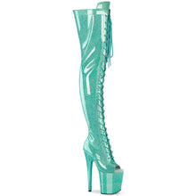 Cargar imagen en el visor de la galería, Tacones Pleaser FLAMINGO-3021GP Aguamarina Purpurina Charol
