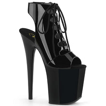 Carregar imagem no visualizador da galeria, Botas de Pole Dance PLEASER FLAMINGO 800-20 COURO VERNIZADO PRETO 24/48 HORAS
