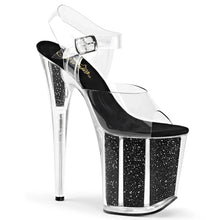 Cargar imagen en el visor de la galería, Tacones Pleaser FLAMINGO-808G Transparente Negro Gltr

