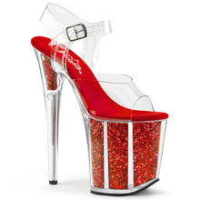 Load image into Gallery viewer, Tacones Pleaser FLAMINGO-808G Transparente Rojo Purpurina

