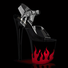 Load image into Gallery viewer, Tacones Pleaser FLAMINGO-808NLFL Transparente Negro Rojo
