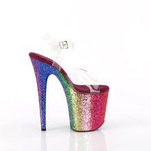 Cargar imagen en el visor de la galería, Tacones Pleaser FLAMINGO-808RBG Transparente Rainbow Purpurina
