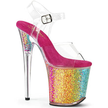 Cargar imagen en el visor de la galería, Tacones Pleaser FLAMINGO-808RG-02 Transparente Rainbow Confetti
