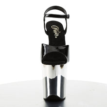 Cargar imagen en el visor de la galería, Tacones Pleaser FLAMINGO-809 - Negro charol / Cromo plata
