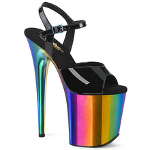Cargar imagen en el visor de la galería, Tacones Pleaser FLAMINGO-809RC Negro Charol Rainbow
