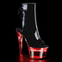 Cargar imagen en el visor de la galería, Tacones Pleaser FLASHDANCE-1018-7 Negro Charol Transparente
