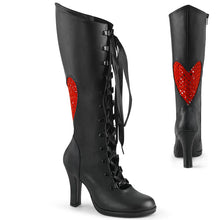 Load image into Gallery viewer, Botas Demonia GLAM-243 Negro Piel vegana- Rojo Satin
