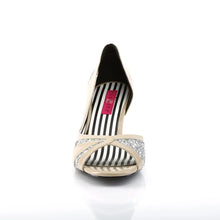 Cargar imagen en el visor de la galería, Tacones Pleaser Pink Label JENNA-03 Crema Charol Plata

