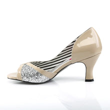 Cargar imagen en el visor de la galería, Tacones Pleaser Pink Label JENNA-03 Crema Charol Plata
