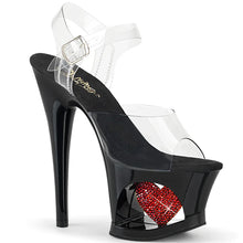 Carregar imagem no visualizador da galeria, Tacones Pleaser MOON-708HRS Transparente Negro Rojo
