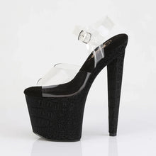 Cargar imagen en el visor de la galería, Tacones Pleaser RAZZLE-808WR Transparente Negro Reptile
