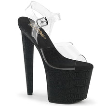 Cargar imagen en el visor de la galería, Tacones Pleaser RAZZLE-808WR Transparente Negro Reptile
