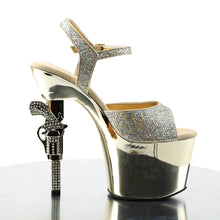 Load image into Gallery viewer, Tacones Pleaser REVOLVER-709G Dorado Gltr Cromo
