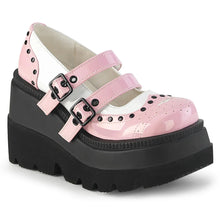 Carregar imagem no visualizador da galeria, Zapatos con plataforma Demonia SHAKER-27 B. Rosa-Blanco Charol
