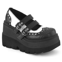 Carregar imagem no visualizador da galeria, Zapatos con plataforma Demonia SHAKER-27 Negro-Blanco Piel vegana
