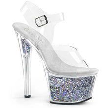 Carregar imagem no visualizador da galeria, Tacones Pleaser SKY-308GF Transparente Plata Purpurina
