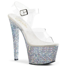 Load image into Gallery viewer, Tacones Pleaser SKY-308LG Transparente Plata Purpurina
