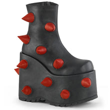Cargar imagen en el visor de la galería, Botines Demonia SLAY-77 Negro-Rojo Piel vegana
