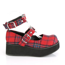 Cargar imagen en el visor de la galería, Zapatos con plataforma Demonia SPRITE-02 Rojo Plaid Fabric
