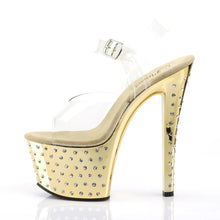 Carregar imagem no visualizador da galeria, Tacones Pleaser STARDUST-708 Transparente Dorado Cromo
