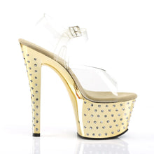 Carregar imagem no visualizador da galeria, Tacones Pleaser STARDUST-708 Transparente Dorado Cromo

