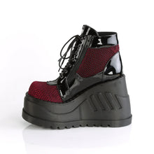 Cargar imagen en el visor de la galería, Botines Demonia STOMP-18 Negro Pat-Burdeos Velvet
